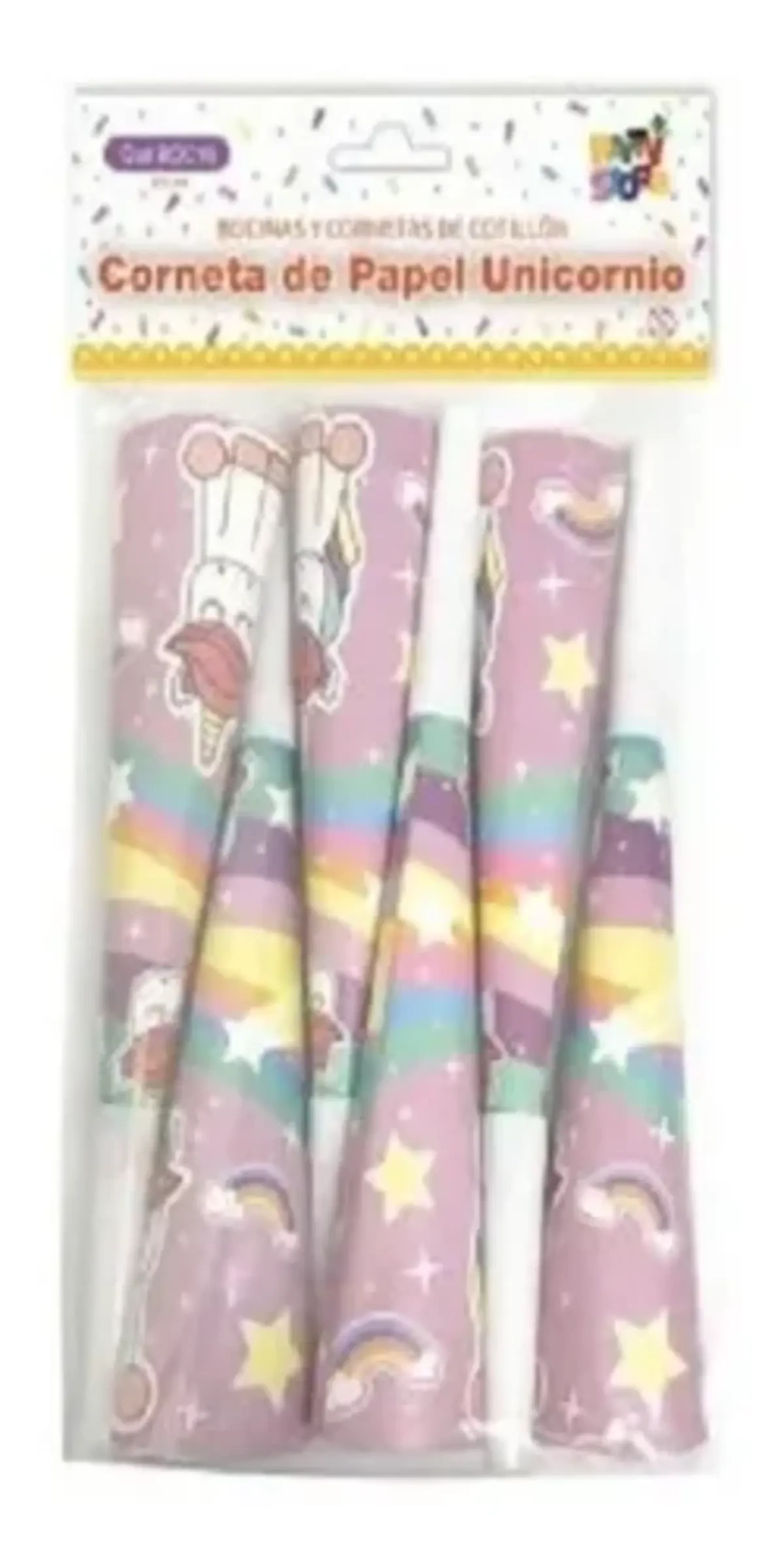 corneta de papel unicornio - bolsa x 6 unidades (rr)