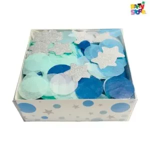 confetti combinacion estrellas - cajita pvc (rr)