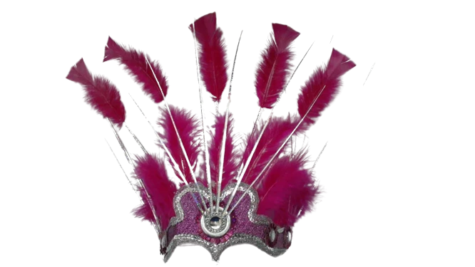 vincha tiara plunas corazon (christopher) fucsia