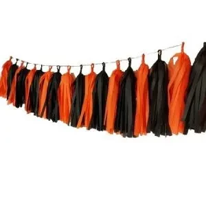 guirnalda borlas naranja y negro (diy) 300 cm (rr)