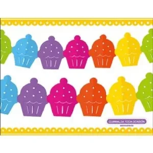 guirnalda cupcakes multicolor 360x18x15,1 cm (rr)