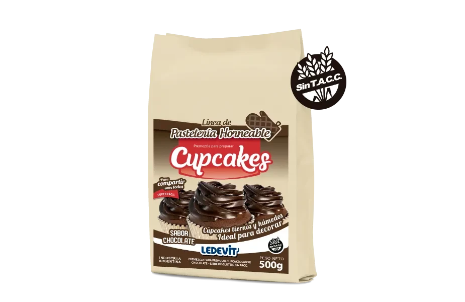 cupcake chocolate premezcla horno x 500 grs. (ledevit)