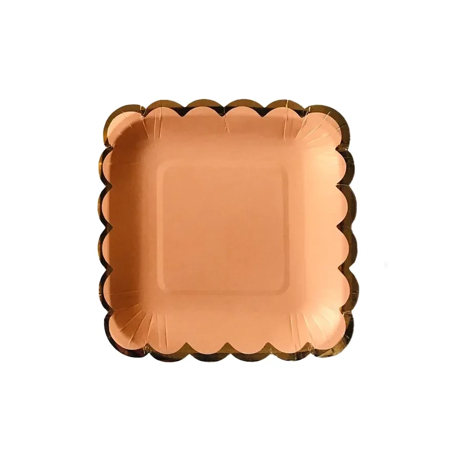 plato cuadrado onda durazno (gold)