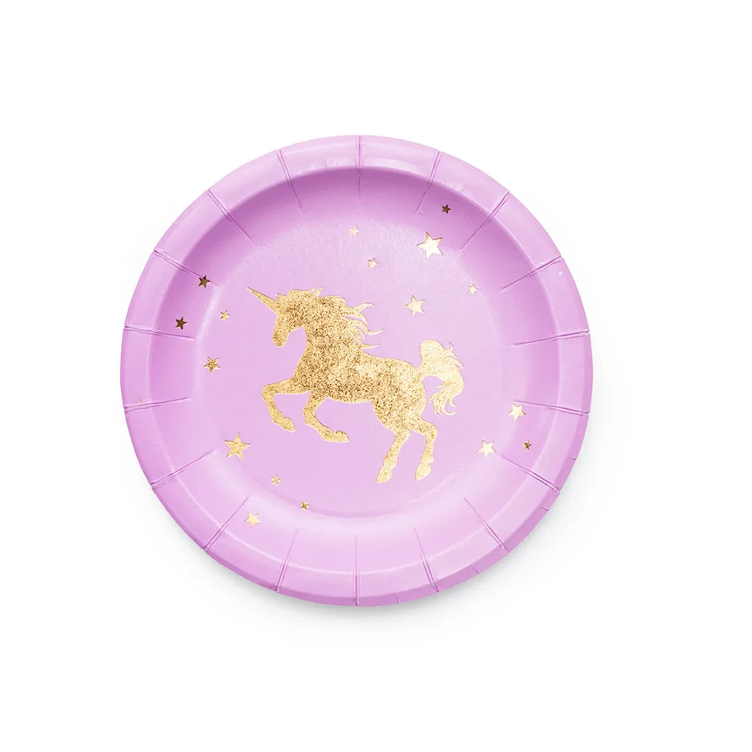 plato unicornio lila pastel (gold)