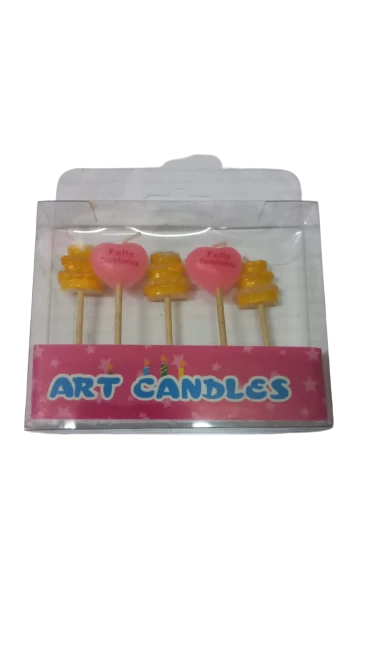 velas formas - set feliz cumple corazon y tortas x5 piezas