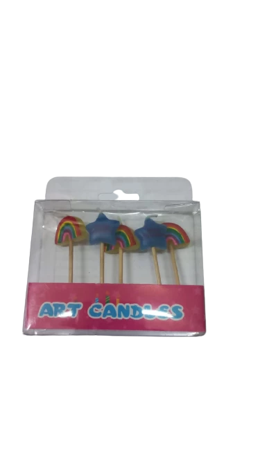 velas formas - set feliz arcoiris y estrellas x5 piezas