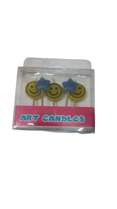 velas formas - set feliz smile y estrellas x5 piezas