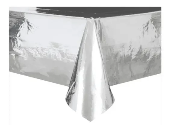 mantel metalizado rectangular eco (qt) plata