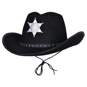 gorro vaquero negro sheriff/cowboy (rr) 