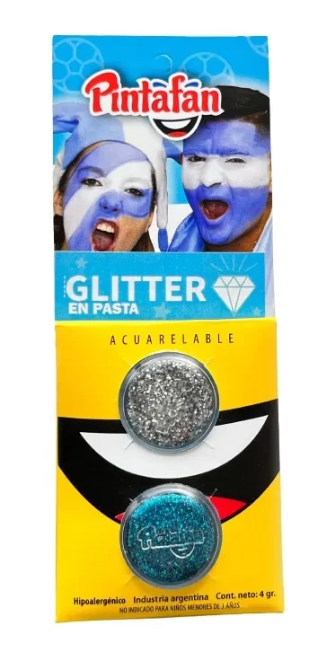 pintura maquillaje con glitter set x 2 - 4grs duo (pntf) argenina blanco celeste