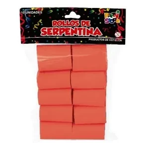 rollo serpentina rojo - bolsa x 10 (rr)