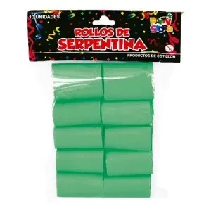 rollo serpentina verde - bolsa x 10 (rr)