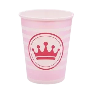 vaso de polipapel perlado corona rosa 266cc x 6 un. (rr)