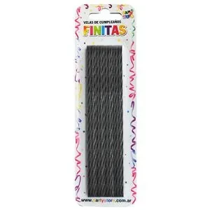 velas finitas 17cm torneadas negras - blister x 24 u (rr)