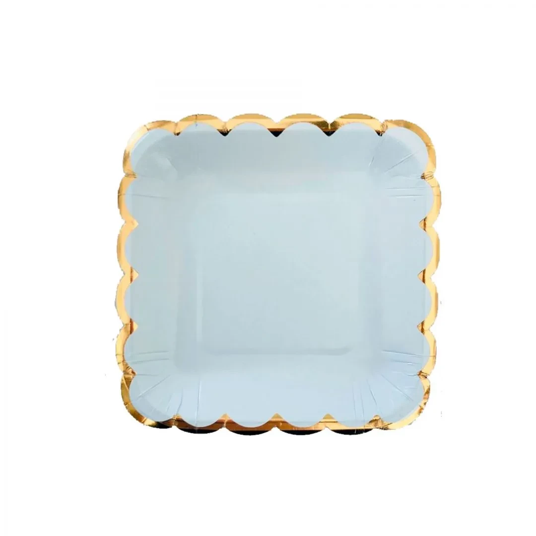 plato cuadrado onda celeste pastel (gold)