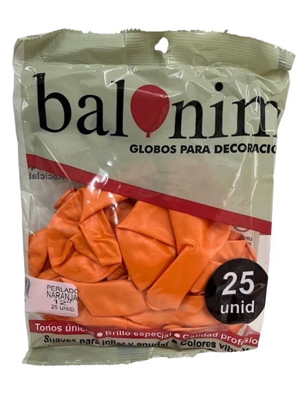 bolsa de globos perlados x 25 (dimp) naranja