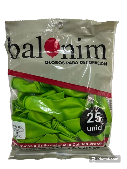 bolsa de globos perlados x 25 (dimp) verde manzana