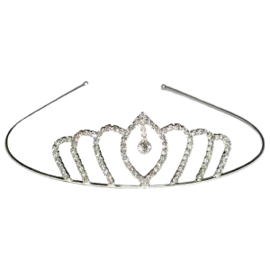 tiara diadema plateada con strass (rr)