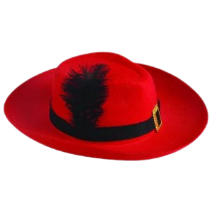 gorro mosquetero rojo pluma negra (rr)