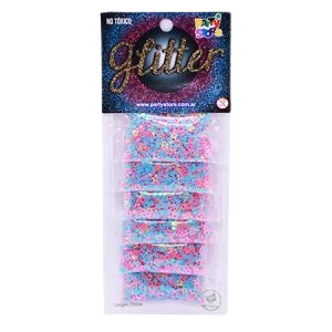 glitter pack x 6 estrellitas rosa y celeste (rr)