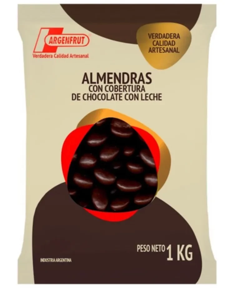 almendras con chocolate de leche x 1kg - argenfrut (plat)