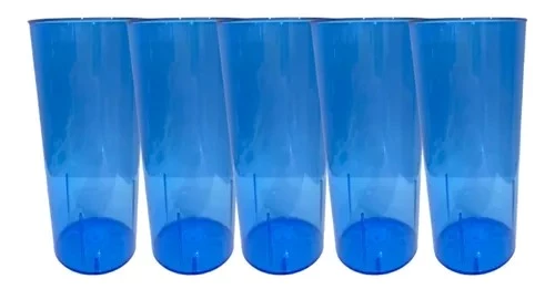 vaso trago largo azul x10