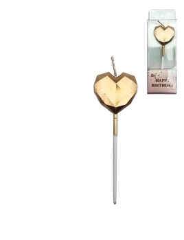 vela corazon facetada 10 cm champagne (gold) - 0665-10/y733-ve28 (lowcost)