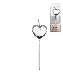 vela corazon facetada 10 cm plata (silver) - 0665-10/y733-ve28 (lowcost)