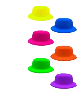 sombrero/gorro redondo bombin plastico colores surtidos (1 color x paq) x12u - f06 (lowcost)