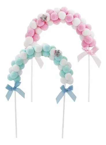 cake topper arco globo party time pompones (qt-cho)