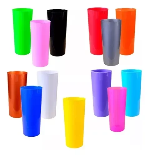 vaso tubo trago largo x 150 u color (partypack)