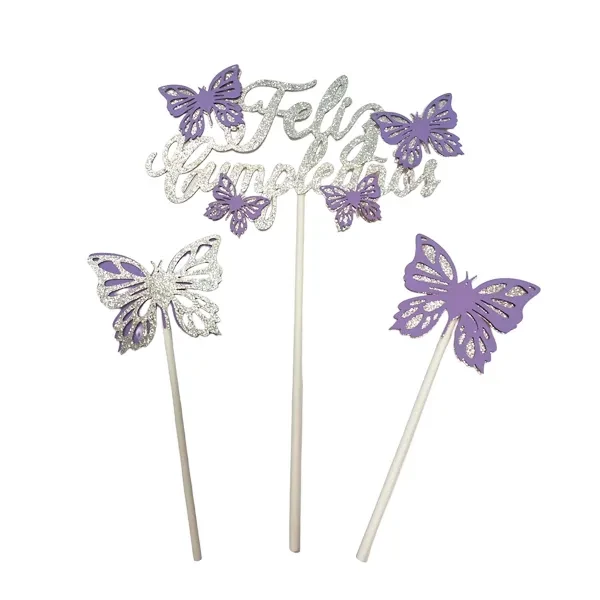 topper cake decorations mariposa feliz cumpleanos (qt-cho)