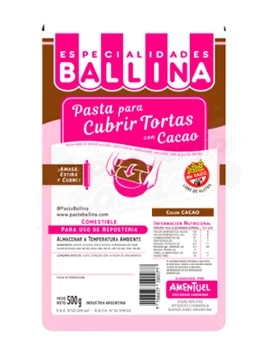 pasta p/ cubrir tortas con cacao ballina 010000410 x 500 grs (pser-def)