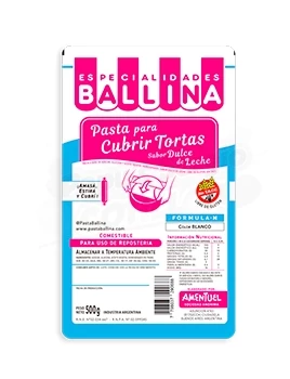 pasta p/ cubrir tortas formula h dulce de leche ballina 010000203 x 500 grs (pser-def)