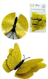 pr24 adorno 6 mariposa gibreada con iman pack x 12 blisters dorado - 0710-10/y459-103 (low-def) 