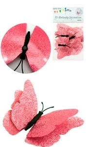 pr24 adorno 6 mariposa gibreada con iman pack x 12 blisters rosa - 0710-10/y459-103 (low-def) 