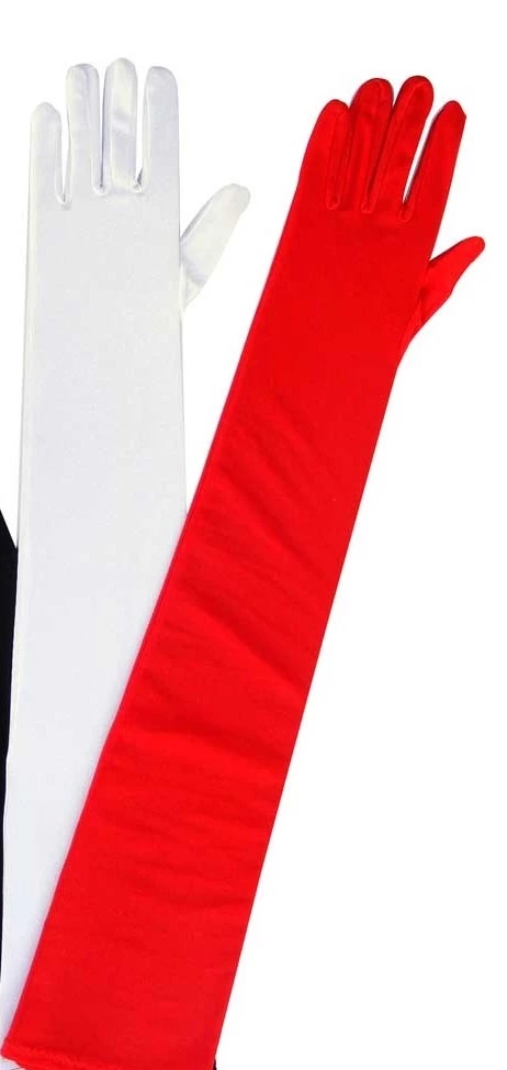 guantes largos de lycra 40cm rojo/blanco - yj0495 (low-def)