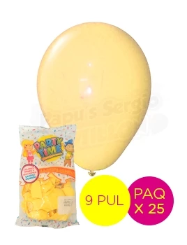 globos latex 9 pul amarillo pastel partytime 58968 paq x 25 (pser-def)