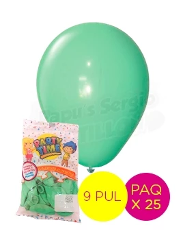 globos latex 9 pul verde pastel partytime 58999 paq x 25 (pser-def)