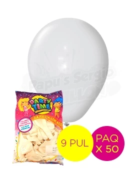 globos latex std 9 pul blanco partytime 55103 paq x 50 (pser-def)