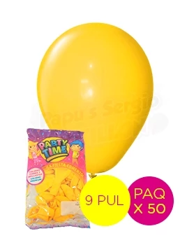 globos latex std 9 pul amarillo partytime 55127 paq x 50 (pser-def)