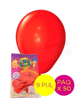 globos latex std 9 pul rojo partytime 55172 paq x 50 (pser-def)