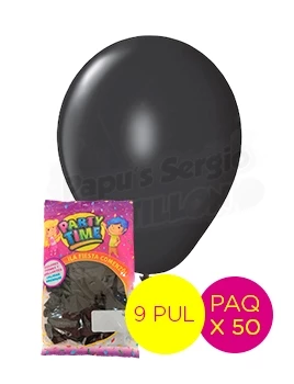 globos latex std 9 pul negro partytime 55240 paq x 50 (pser-def)