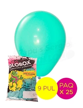 globos latex perlado 9 pul aqua marina globox 56995 paq x 25 (pser-def)