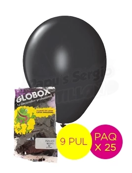 globos latex perlado 9 pul negro globox 57183 paq x 25 (pser-def)