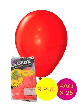 globos latex perlado 9 pul rojo globox 57107 paq x 25 (pser-def)