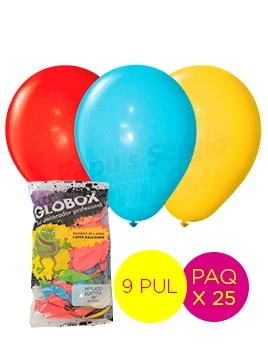 globos latex perlado 9 pul surtidos globox 57138 paq x 25 (pser-def)