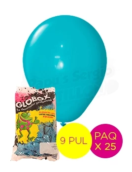 globos latex perlado 9 pul turquesa globox 57176 paq x 25 (pser-def)