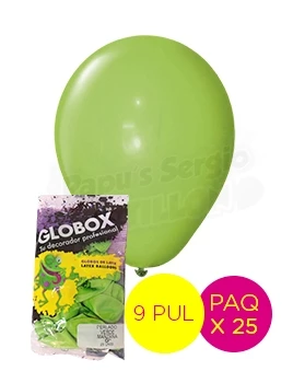 globos latex perlado 9 pul verde manzana globox 57114 paq x 25 (pser-def)