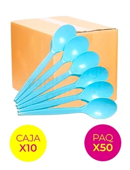 cuchara plastico descartable sundae celeste pastel ban plast cusucep x 50 caja x 10 (pser-def)